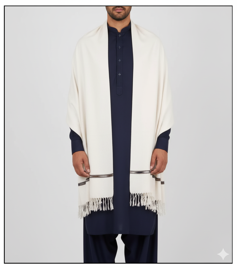 J. GENTS WOOL SHAWL WHITE