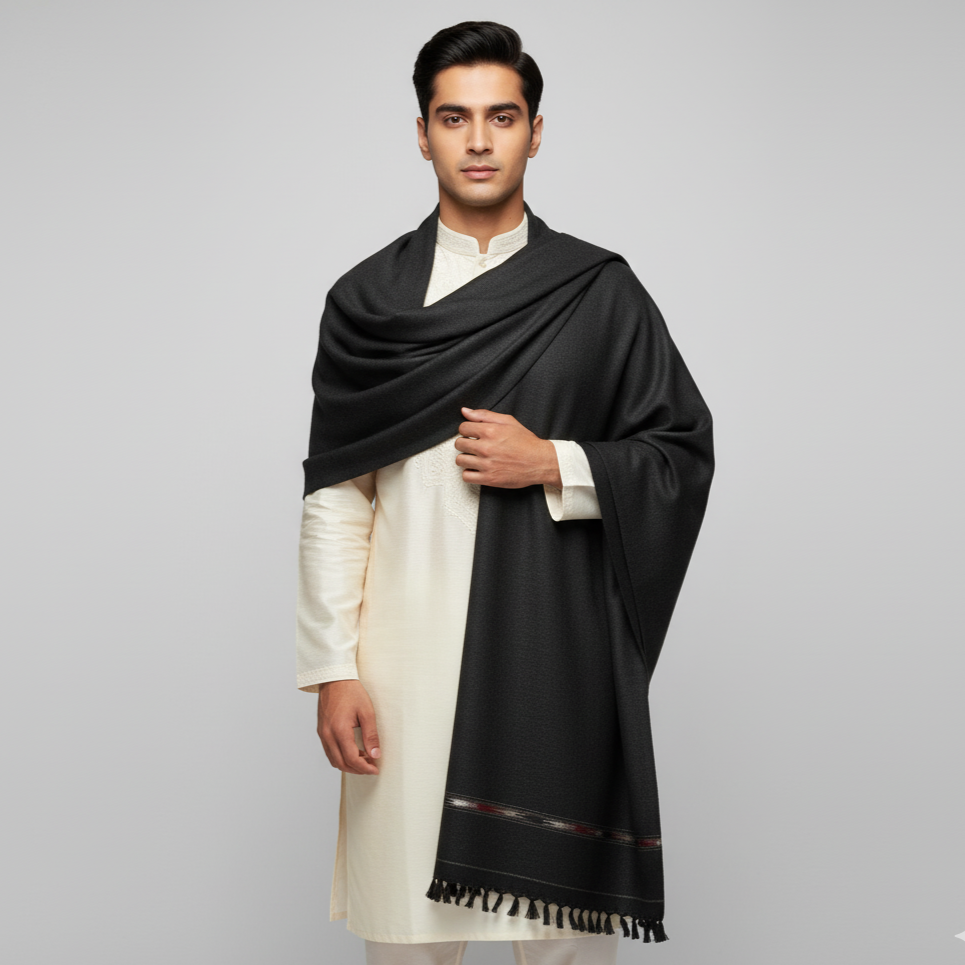 J. GENTS WOOL SHAWL BLACK
