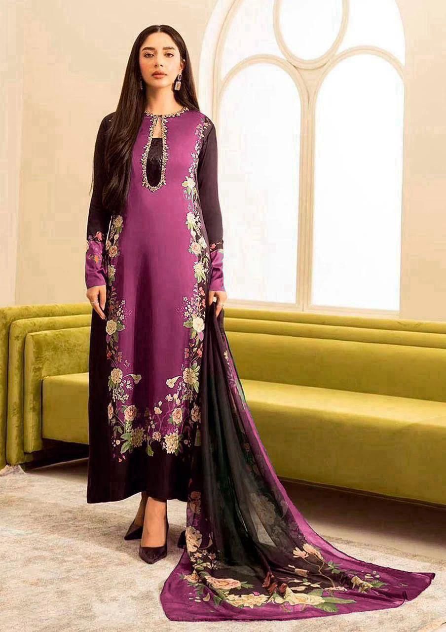 Shamoze Silk Digital 3pc Unstitched Suit 2026