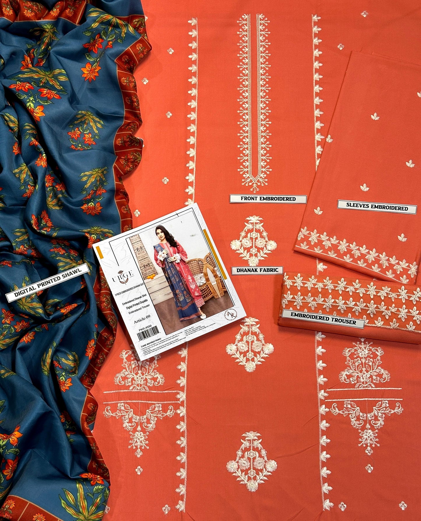 3 Piece Unstitched Embroidered Dhanak ABT-331