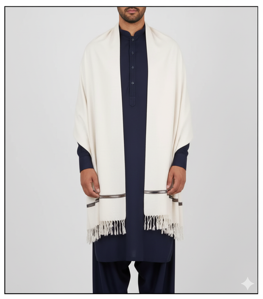 J. GENTS WOOL SHAWL WHITE