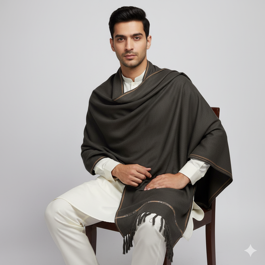 J. GENTS WOOL SHAWL DARK GREY