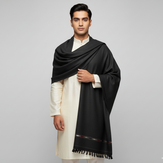 J. GENTS WOOL SHAWL BLACK