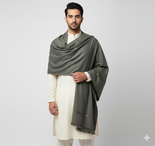J. GENTS WOOL SHAWL MOUSE GREY