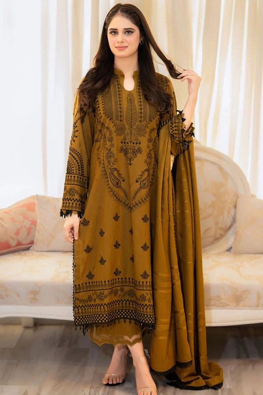 Unstitched 3-Pc Dhanak Fully Embroidered ABT-335